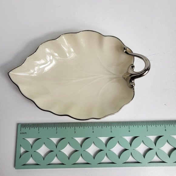 Lenox Candy Trinket Jewelry Dish Leaf With Silver Trim Vintage USA Home Decor - Picture 10 of 16